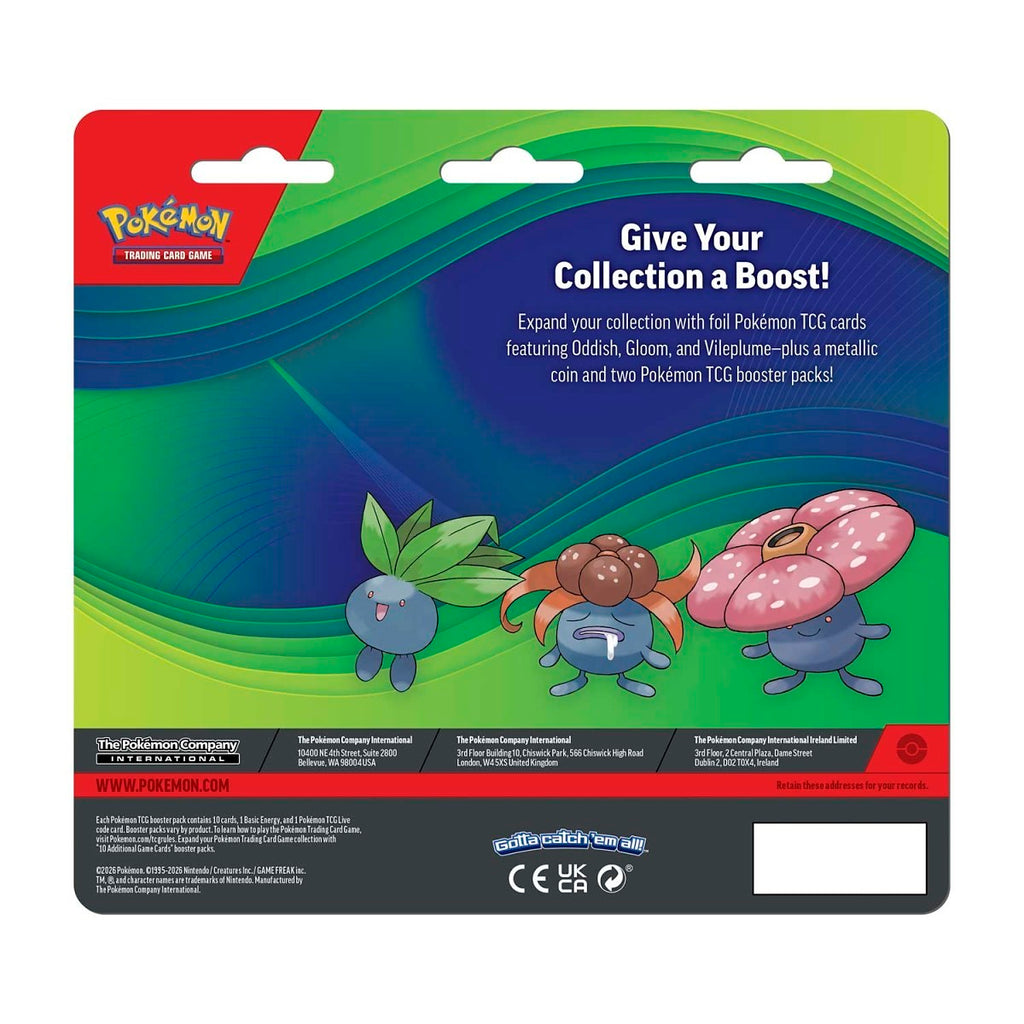 Oddish, Gloom & Vileplume Cards with 2 Booster Packs & Coin