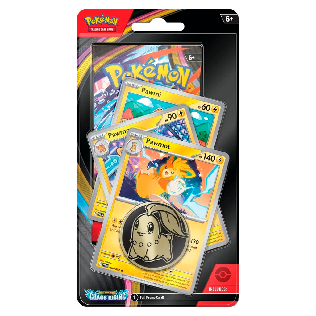 Mega Evolution Chaos Rising · Premium Blister Pawmi, Pawmo & Pawmot + Moneda