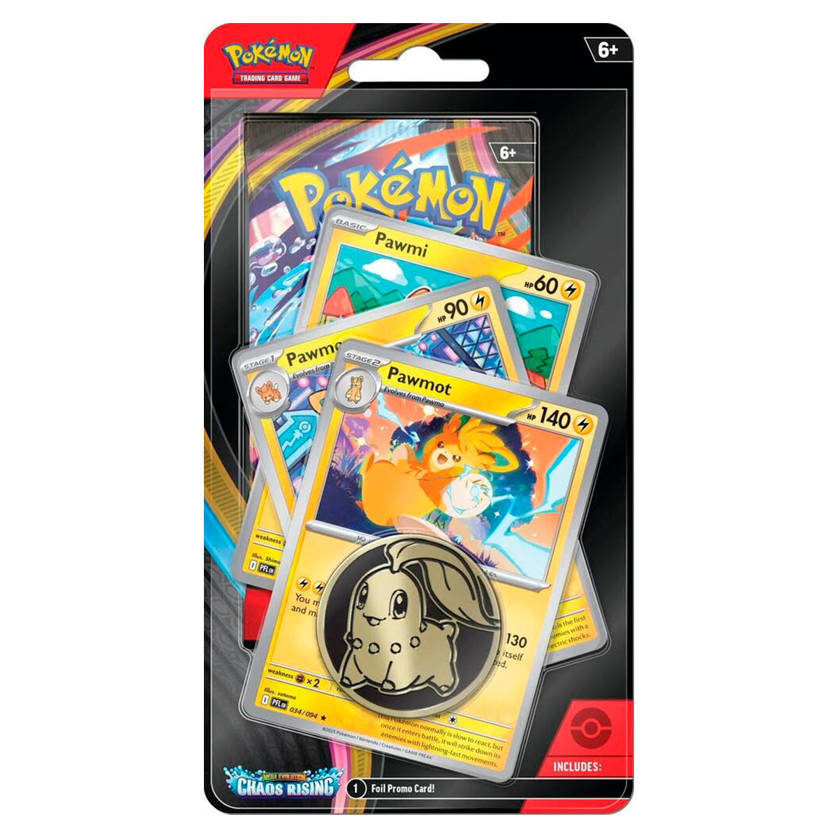 Mega Evolution Chaos Rising · Premium Blister Pawmi, Pawmo & Pawmot + Moneda
