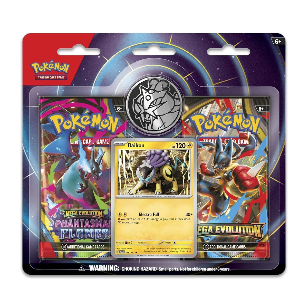Mega Evolution · Raikou · Carta Promo + 2 Sobres + Moneda Coleccionable