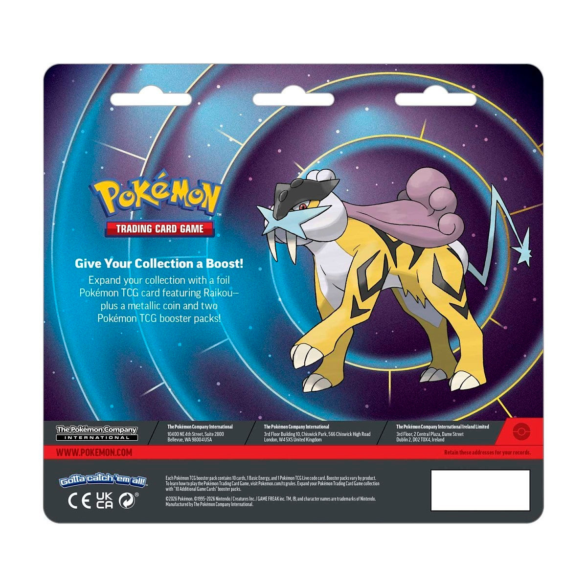 Mega Evolution · Raikou · Carta Promo + 2 Sobres + Moneda Coleccionable